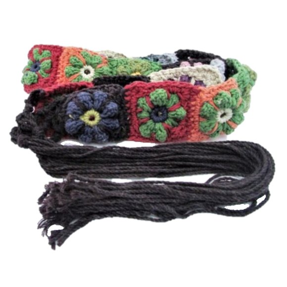 Lucky Brand multi color crocheted tie belt O/S